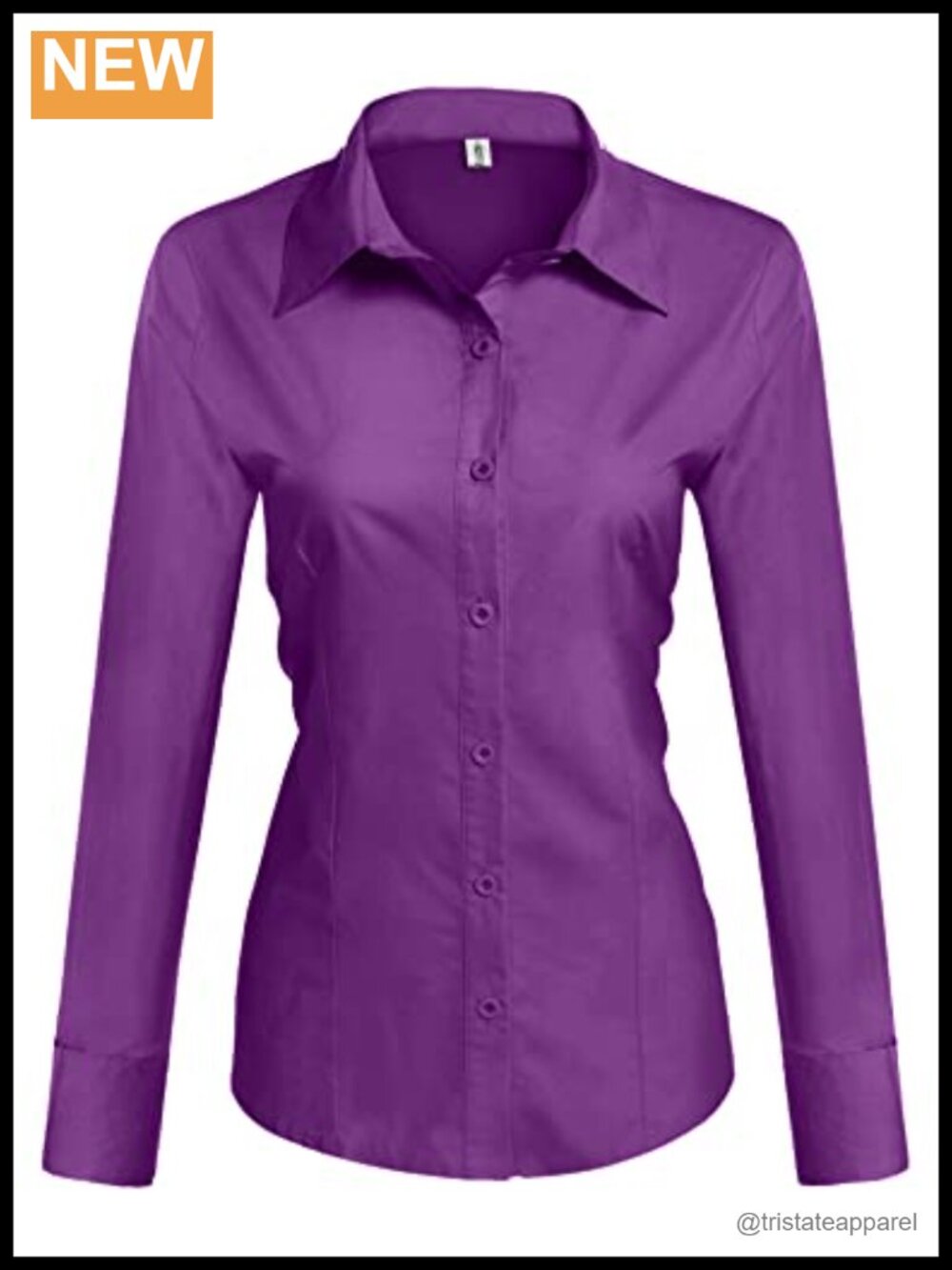 Women's Slim Fit Cotton Long Sleeve Button Down Shirt